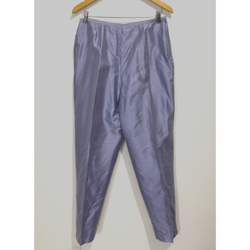 Dana Buchanan Women's Lavender 100% Silk Classic Straight Cut Pants Size 14 READ